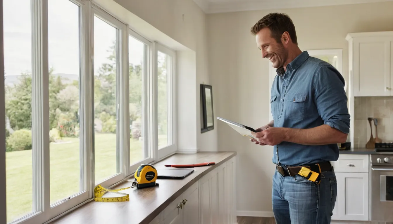 A provider measuring a window opening for a Fort Worth homeowner